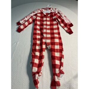 Jingles & Joy 2-Pack Footed Pajamas‎ 18-24M Red Plaid Christmas Holiday